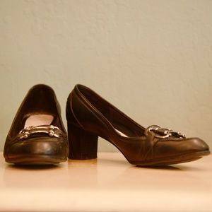 Black Leather Ferragamo Heels